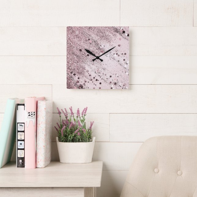 Glitter Glam 3 #konst #glitter  Fyrkantig Klocka (Läsesal)