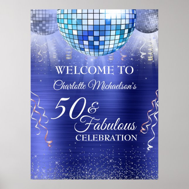 Glitter Glam 50 och Fabulous Blue Disco Boll Poster (Framsidan)