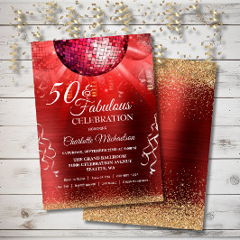 Glitter Glam 50 och Fabulous Red Disco Boll Inbjudningar