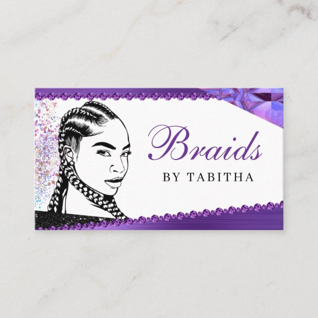 Glitter Glam Abstrakt Modern Hair Braiding Salon B Visitkort (Framsida)