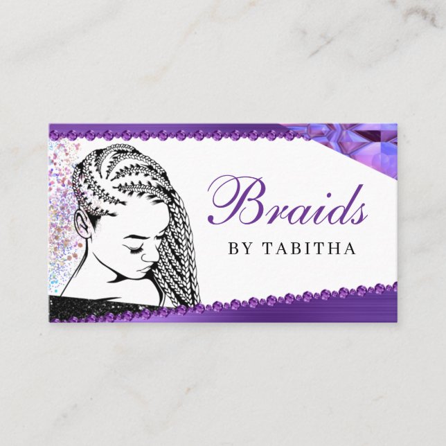 Glitter Glam Abstrakt Modern Hair Braiding Salon B Visitkort (Framsida)