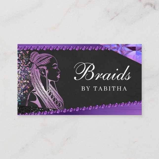 Glitter Glam Abstrakt Modern Hair Braiding Salon Visitkort (Framsida)