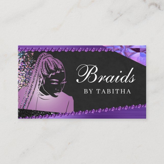 Glitter Glam Abstrakt Modern Hair Braiding Salon Visitkort (Framsida)