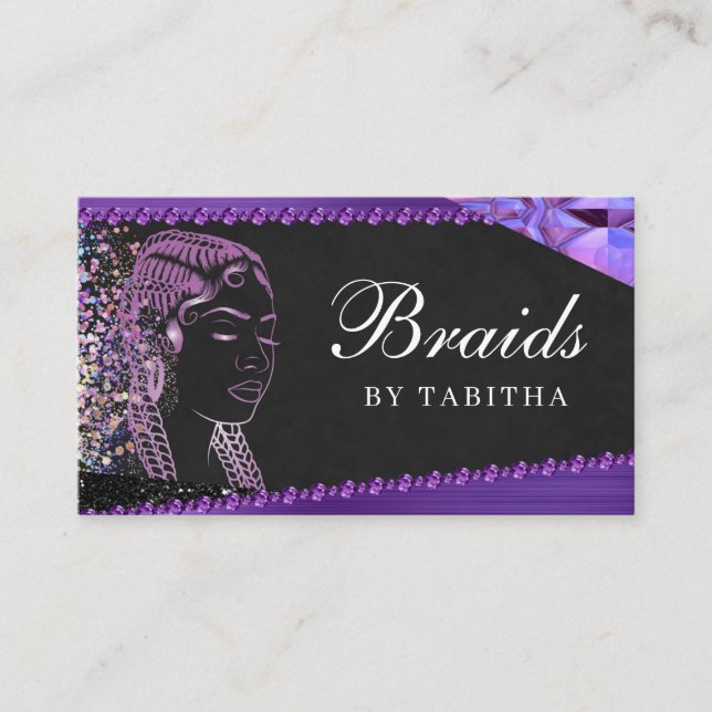 Glitter Glam Abstrakt Modern Hair Braiding Salon Visitkort (Framsida)