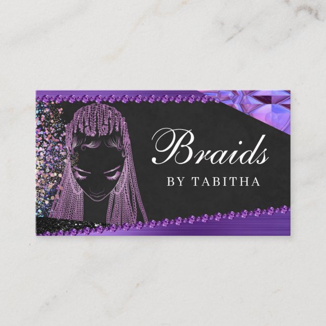Glitter Glam Abstrakt Modern Hair Braiding Salon Visitkort (Framsida)