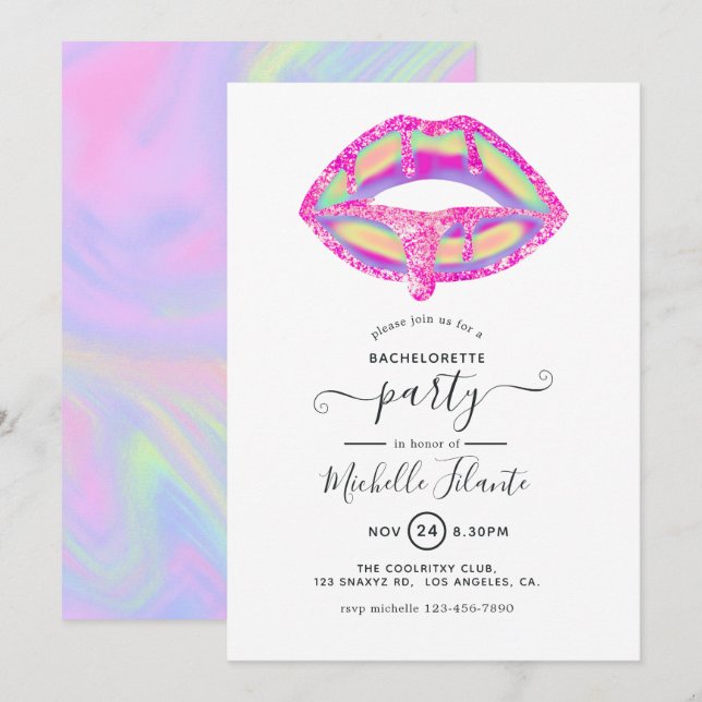 Glitter Glam Chic Bachelorette-partiets inbjudan (Fram/baksida)