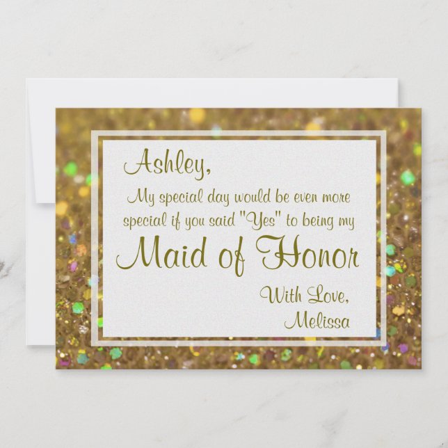 Glitter Glam kommer du att vara min Maid of honor Inbjudningar (Framsida)