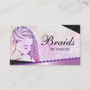 Glitter Glam Modern Hair Braiding Salon Visitkort
