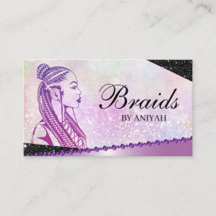 Glitter Glam Modern Hair Braiding Salon Visitkort