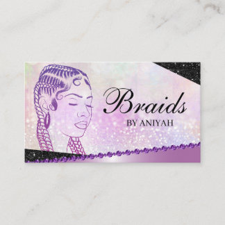 Glitter Glam Modern Hair Braiding Salon Visitkort