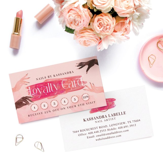 Glitter Glam Nail Art Maniboysalon Loyalty Card Visitkort (Skapare uppladdad)