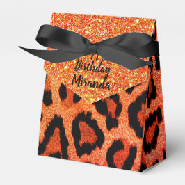 Glitter Glam Orange Leopard Personlig Presentaskar