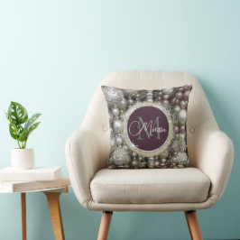 Glitter Glam Pärlor Monogram Dekorativ kudde