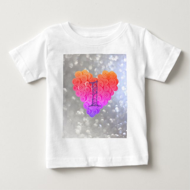 Glitter Glamor Heart 1:a födelsedagsflickan T Shirt (Framsida)
