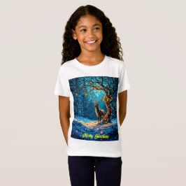 Glitter glans i snö, färgad hjort vid jul t shirt
