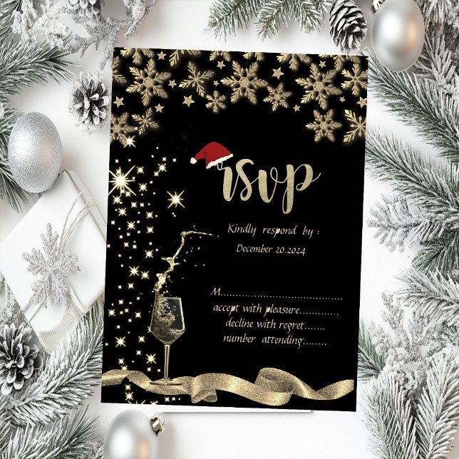 Glitter,Glas,Snöflingor Jul RSVP Inbjudningar (Skapare uppladdad)