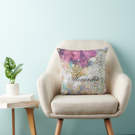 Glitter Glitter Guld Lila Galaxy Marmor Anpassad Kudde