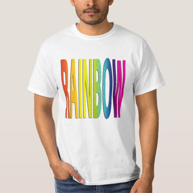 Glitter Glittery Rainbow Texturerad regnbågstext A T Shirt (Framsida)