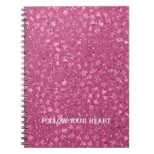 Glitter Glitzy Leopard, vacker Rosa , Anteckningsbok