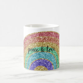 Glitter Gnistra Guld Rainbow Kaffemugg