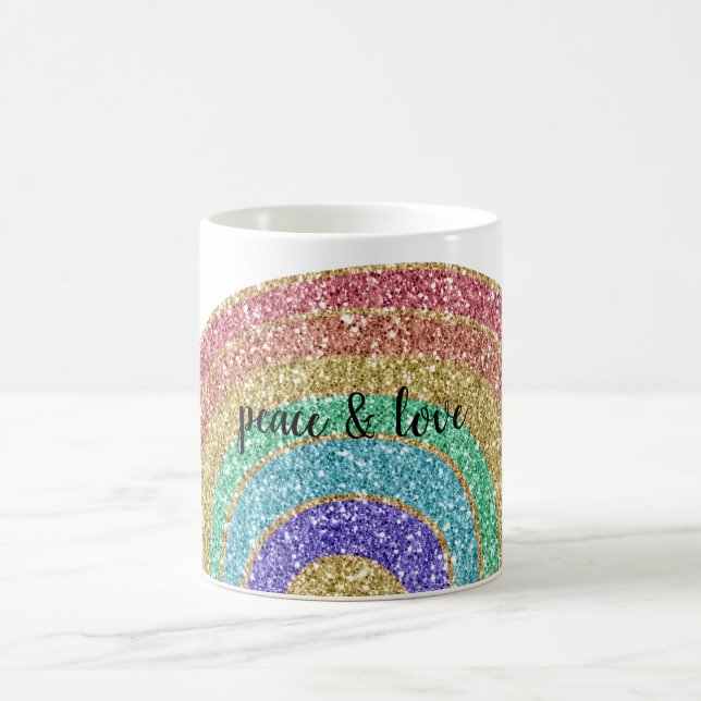 Glitter Gnistra Guld Rainbow Kaffemugg (Center)
