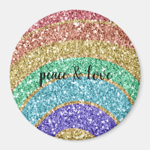 Glitter Gnistra Guld Rainbow personlig Magnet