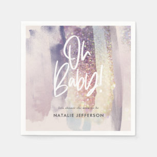 Glitter gnistra om babyduschen party pappersservett