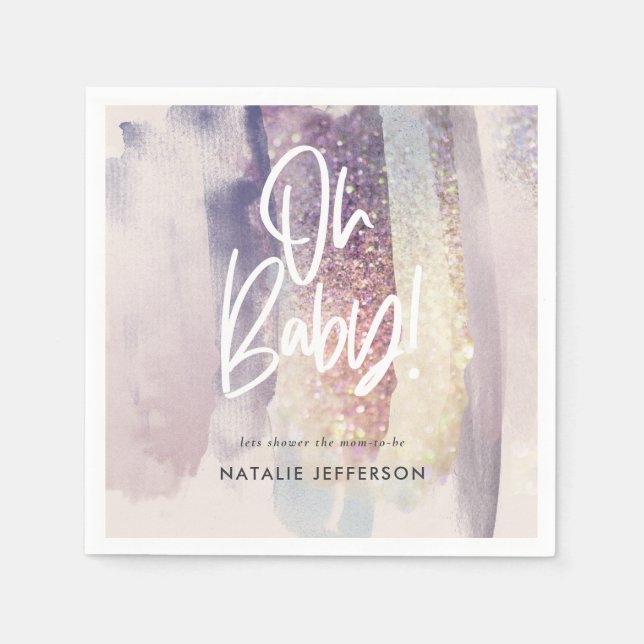 Glitter gnistra om babyduschen party pappersservett (Framsidan)