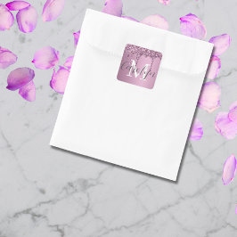Glitter Gnistra Ro Girly Rosa Namn Fyrkantigt Klistermärke