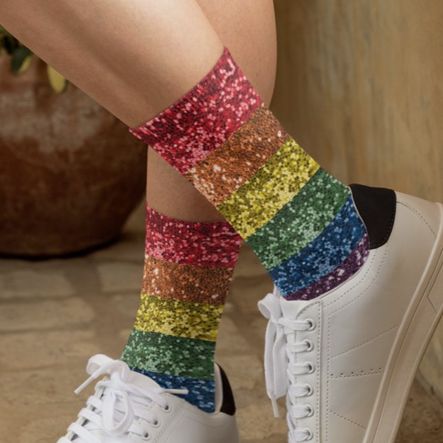 Glitter Gnistra Sequin Se Roligten Regnbåge Strumpor (Skapare uppladdad)