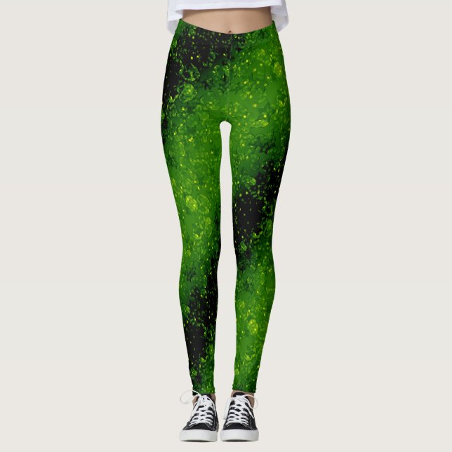Glitter gnistra, sömlös kondentisk grönt Shine mör Leggings (Framsida)