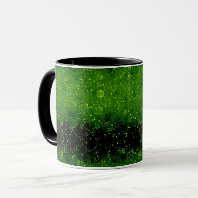 Glitter gnistra sömlös konfetti grön glans mörk mugg (Framsida vänster)