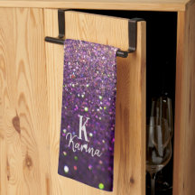 Glitter gnistrande lila silver namngiven monogram