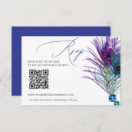 Glitter Gold Blue Purple Peacock Plume QR CODE OSA Kort