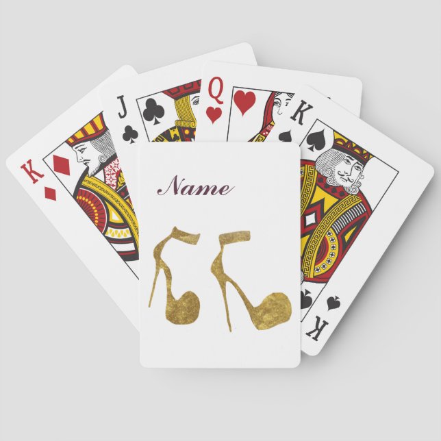 Glitter Golden High Heel Shoes Casinokort (Baksidan)