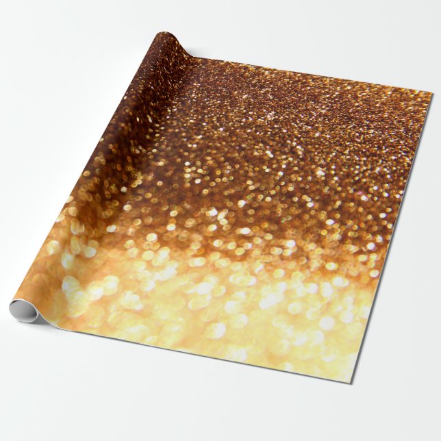 Glitter golden lights presentpapper (Utrullad)