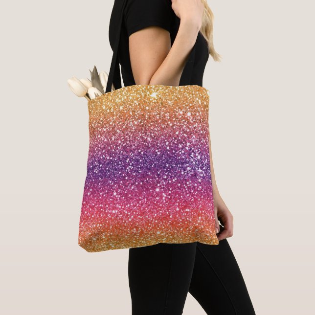 Glitter Golden Lila Ombre Tygkasse (Närbild)