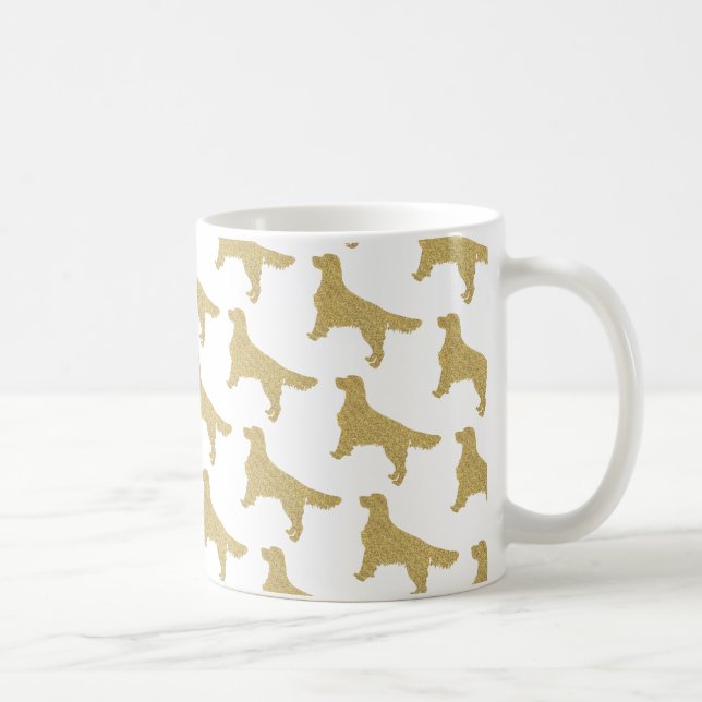 Glitter Golden Retriever Mönster Kaffemugg (Höger)