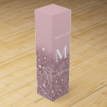 glitter gradientmonogram för mousserande ro guld presentask för vinflaska<br><div class="desc">Ro guld elegant  klass stiliah mousserande glitter engrammad gradient struktur</div>