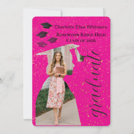 Glitter Graduation Invitation Card with Photos  Inbjudningar