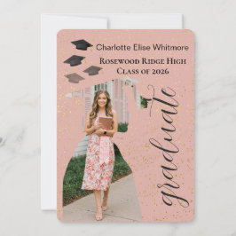 Glitter Graduation Invitation Card with Photos  Inbjudningar