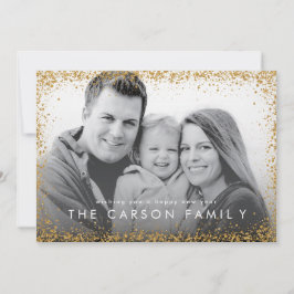 Glitter Gräns - nyår Hälsning Faux Guld Glitter Julkort