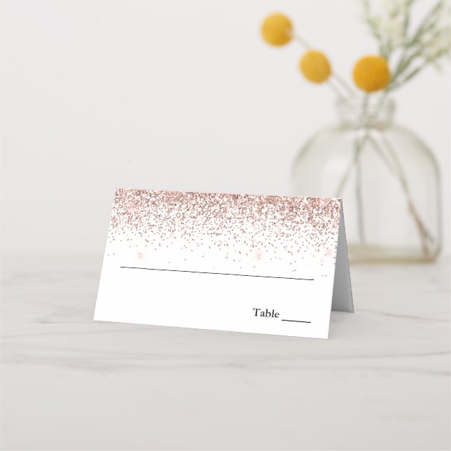 Glitter Gräns, Ro Guld och den vita Personligen Placeringskort (Framsida)