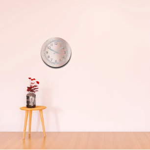 Glitter Grått Ro Guld Numbers  Beauty Lux Stor Klocka