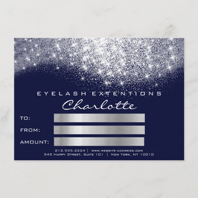 Glitter Grått Silver Blue Navy Certificate Gift (Framsida)