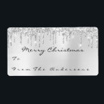 Glitter Grått Silver Drip Helgdagar julsäsong Fraktsedel<br><div class="desc">FlorenceK design eleganza e stile</div>