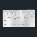 Glitter Grått Silver Drip Helgdagar julsäsong Fraktsedel<br><div class="desc">FlorenceK design eleganza e stile</div>