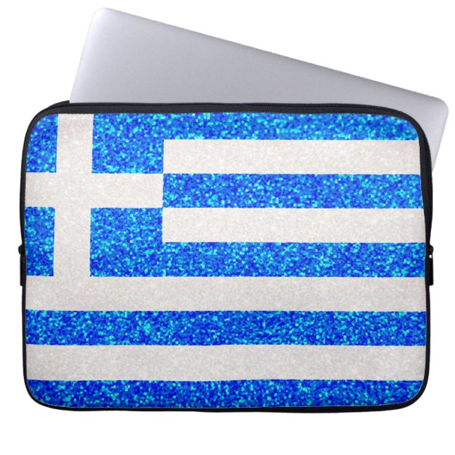 Glitter Grekland flagga laptop sleeve (Framsidan)