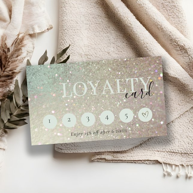 Glitter Grön Rosa Aqua S 6 Punch Loajalitet Visitkort (Skapare uppladdad)