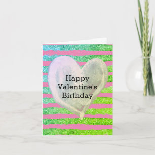 Glitter Grönt och Guld Heart Valentine Birthday Kort